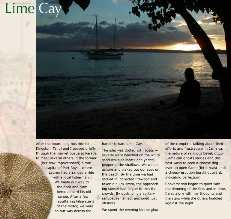 Lime Cay: watching the sun set